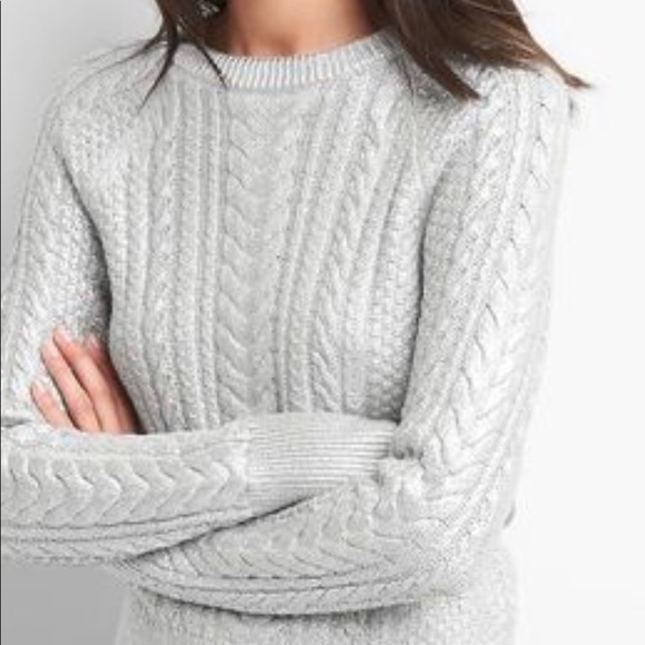Gap silver foil soft metallic knit sweater S - Picture 4 of 13